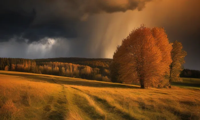 evangelický kostel ve Veselí – autumn