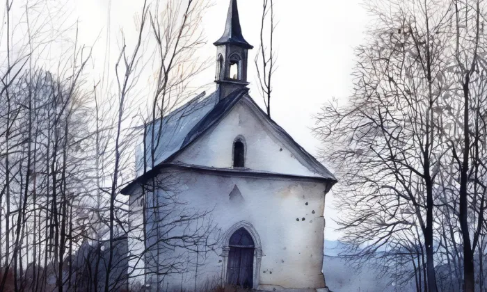 kaple Panny Marie Pomocné (Poříčí) – akvarel