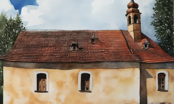 kaple svatého Jana Nepomuckého ve Svojetíně – akvarel
