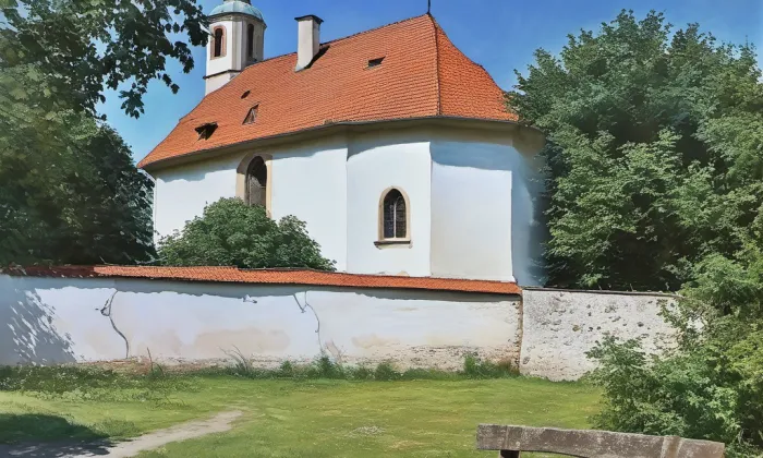 kaple svatého Václava (Praha-Suchdol) – akvarel