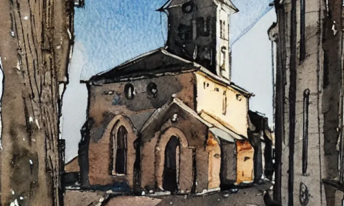 kaple ve Volduchách – akvarel