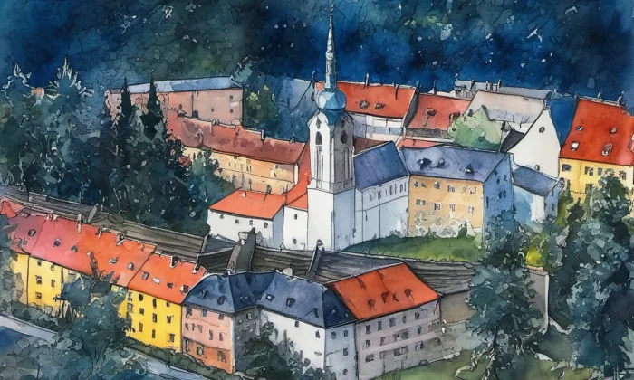 Klášter Doksany – akvarel
