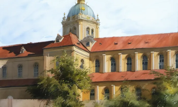 Kladrubský klášter – akvarel