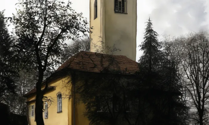 kostel Božského Srdce Páně (Terezín) – akvarel