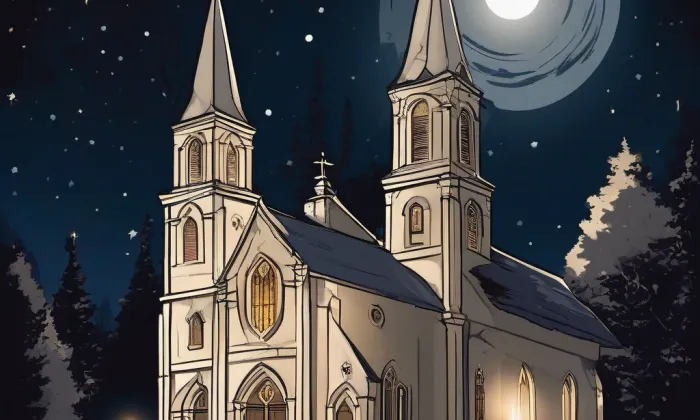 Kostel Dobrého pastýře – noc