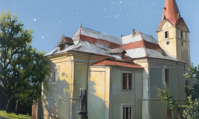 kostel Nanebevzetí Panny Marie (Bernartice) – noc