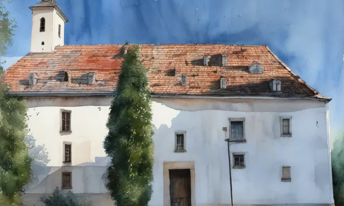 kostel Nanebevzetí Panny Marie (Milíčovice) – akvarel