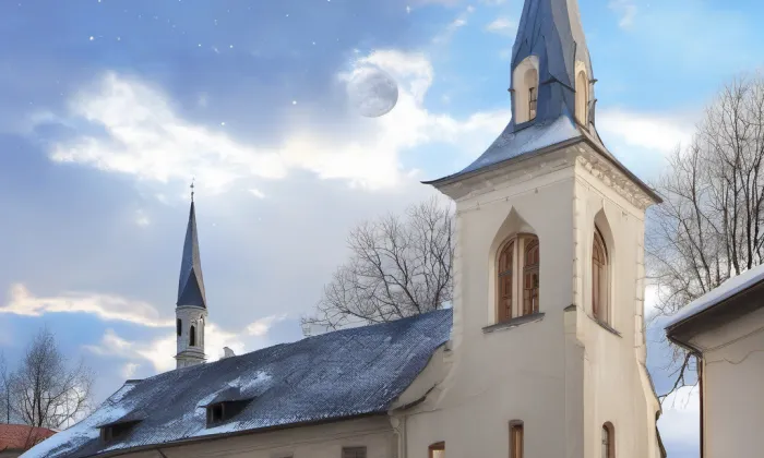 Kostel Narození Panny Marie (Klášter Hradiště nad Jizerou) – noc