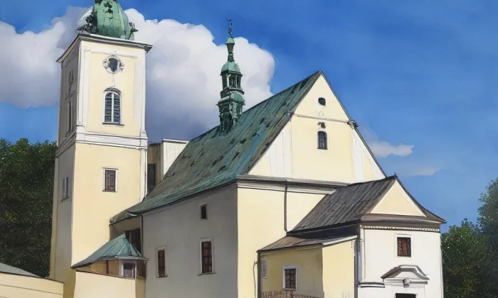 kostel Narození Panny Marie v Jimramově – akvarel