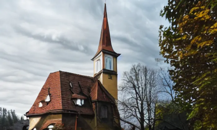 kostel Nejsvětější Trojice (Pouchobrady) – autumn