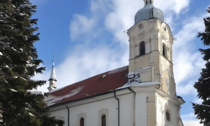 kostel Nejsvětější Trojice (Střelice) – winter