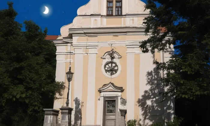 kostel Povýšení svatého Kříže (Židlochovice) – noc