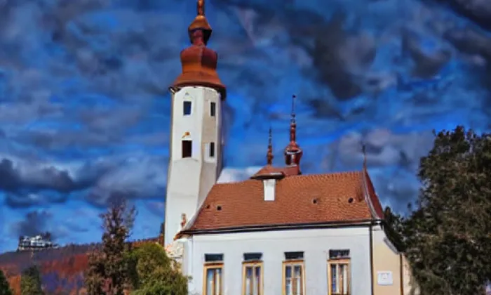 kostel Povýšení svatého Kříže (Husinec) – autumn