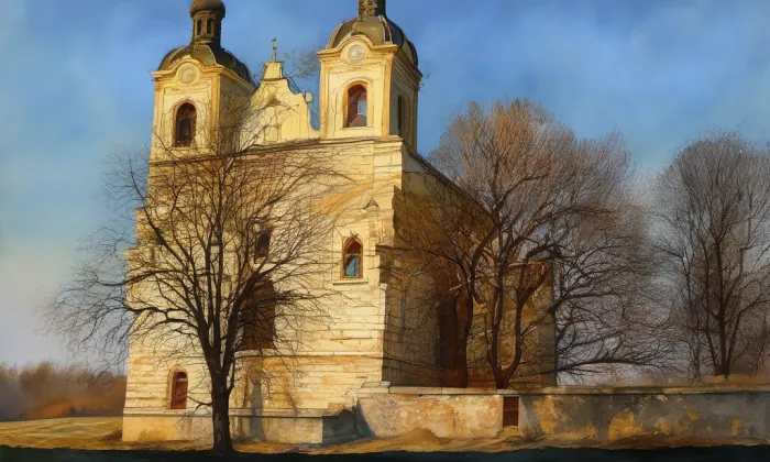 Kostel Povýšení svatého Kříže (Ostružno) – akvarel