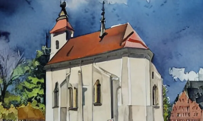 Kostel Rozeslání svatých apoštolů (Litomyšl-Město) – akvarel