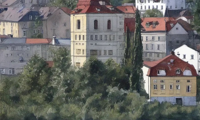 Kostel svaté Anny (Jeřmanice) – akvarel
