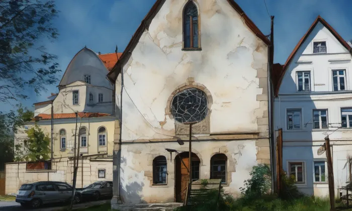 Kostel svaté Anny (Polná) – akvarel