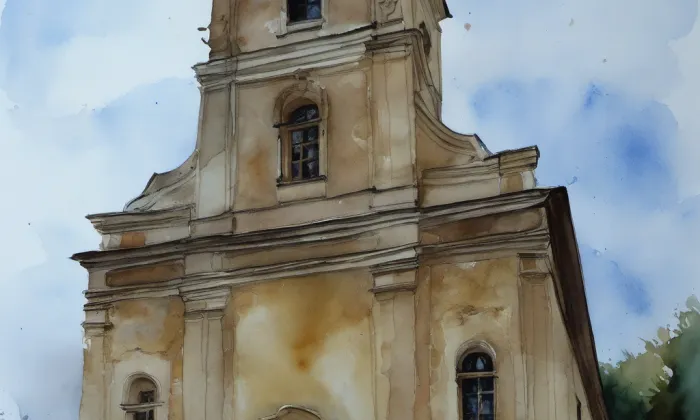 Kostel svaté Kateřiny (Bořislav) – akvarel