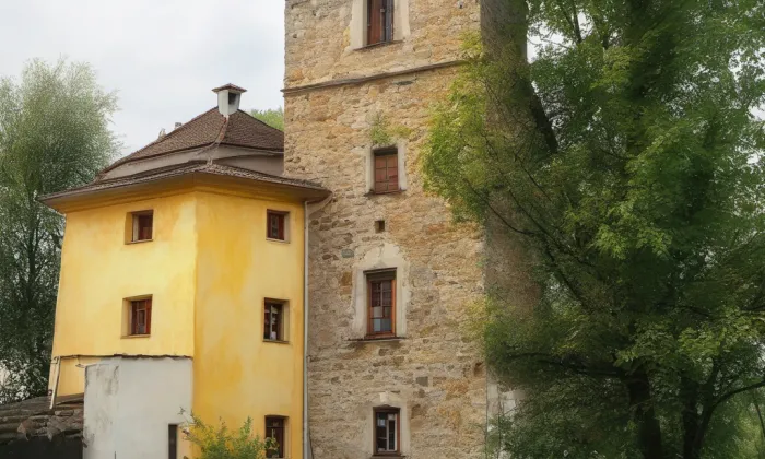 Kostel svaté Kateřiny (Obora) – akvarel