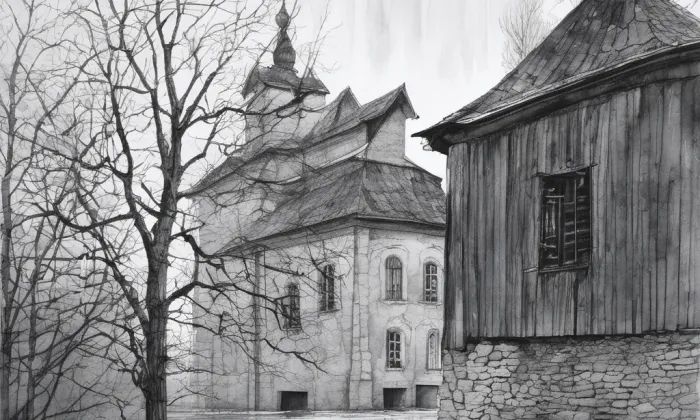 Kostel svaté Máří Magdalény (Chbany) – akvarel