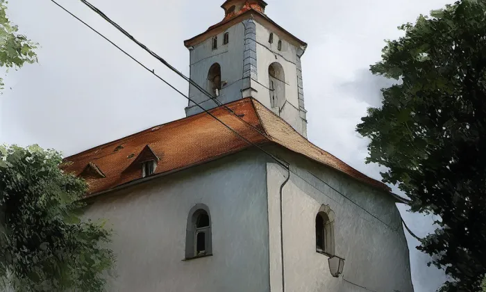 Kostel svaté Maří Magdalény (Malý Bor) – akvarel