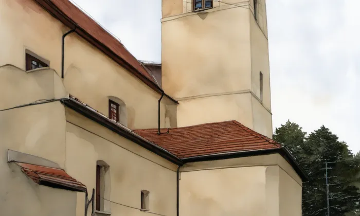kostel svaté Markéty (Loděnice) – akvarel