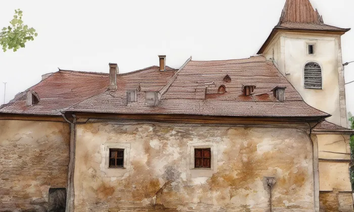 Kostel svaté Markéty (Nesuchyně) – akvarel