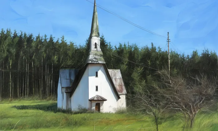 Kostel svaté Zdislavy (Prostřední Bečva) – akvarel