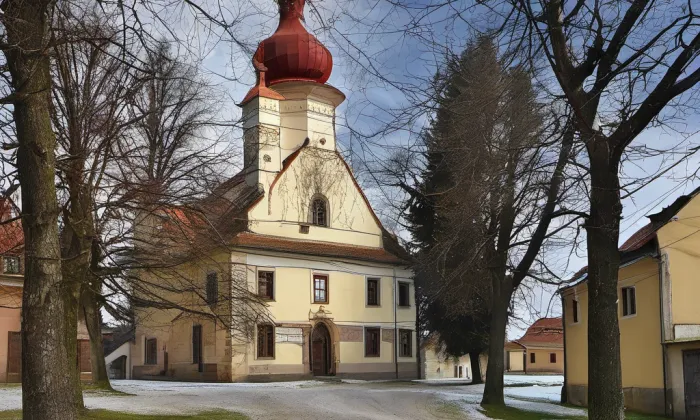 kostel svatých Petra a Pavla (Tištín) – noc