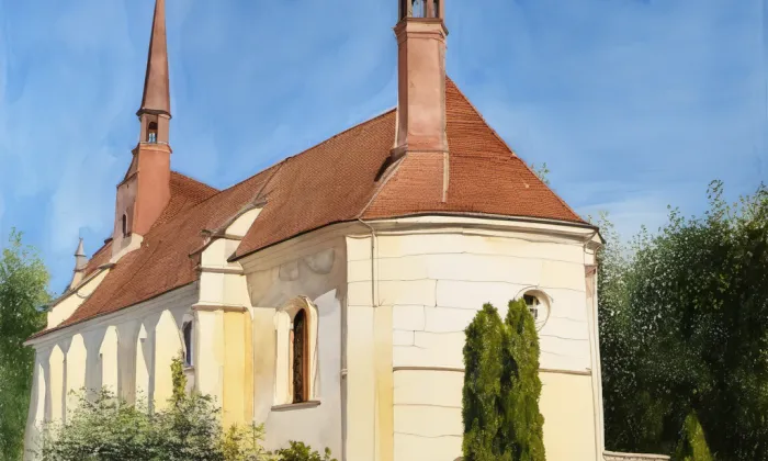 Kostel svatého Šimona a Judy (Štětí) – akvarel