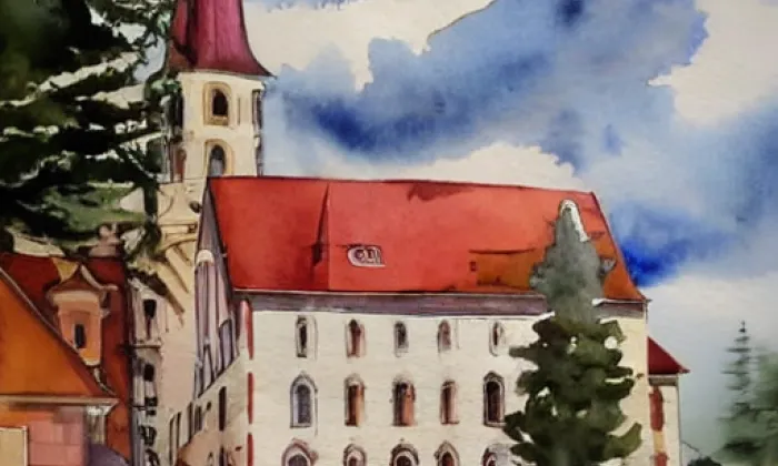 Kostel svatého Bartoloměje (Herálec) – akvarel