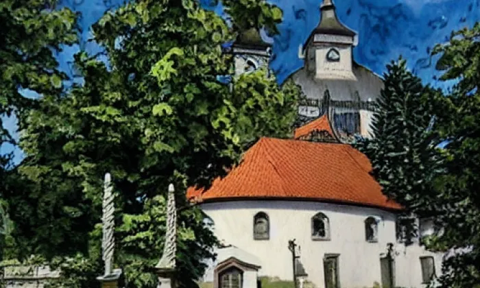 Kostel svatého Bartoloměje (Spořice) – akvarel
