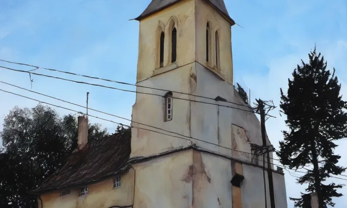 Kostel svatého Cyrila a Metoděje (Podivice) – akvarel