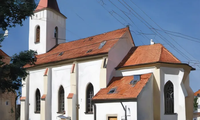 kostel svatého Cyrila a Metoděje (Rybníky) – akvarel