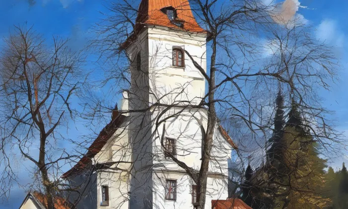 Kostel svatého Jakuba Většího (Boršov nad Vltavou) – autumn