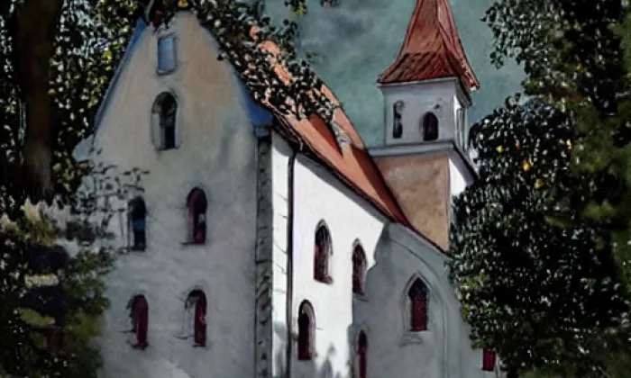 kostel svatého Jana Křtitele (Valtrovice) – akvarel