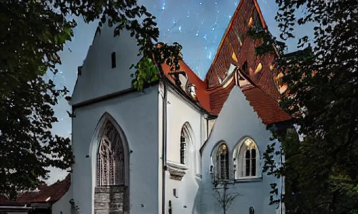 kostel svatého Jana Křtitele (Valtrovice) – noc