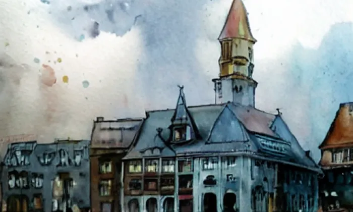 Kostel svatého Josefa (Moravská Ostrava) – akvarel