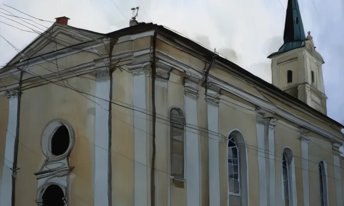 Kostel svatého Klimenta (Stupava) – akvarel