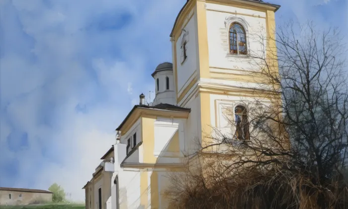 Kostel svatého Martina (Markvartice) – akvarel