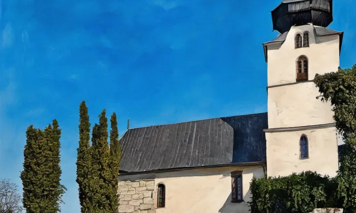 kostel svatého Mikuláše (Krucemburk) – akvarel