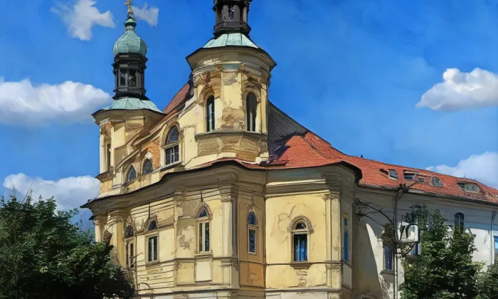 kostel svatého Mikuláše v Praze-Starém Městě – akvarel