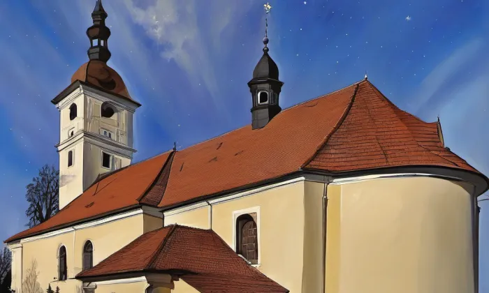 Kostel svatého Pavla (Pouchov) – noc