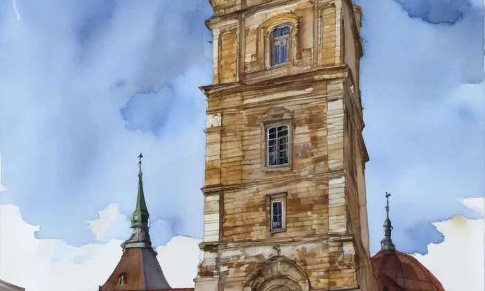 Kostel svatého Petra a Pavla (Čáslav-Staré Město) – akvarel