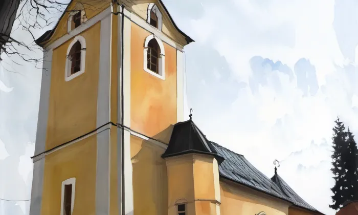 kostel svatého Petra a Pavla (Trnava) – akvarel