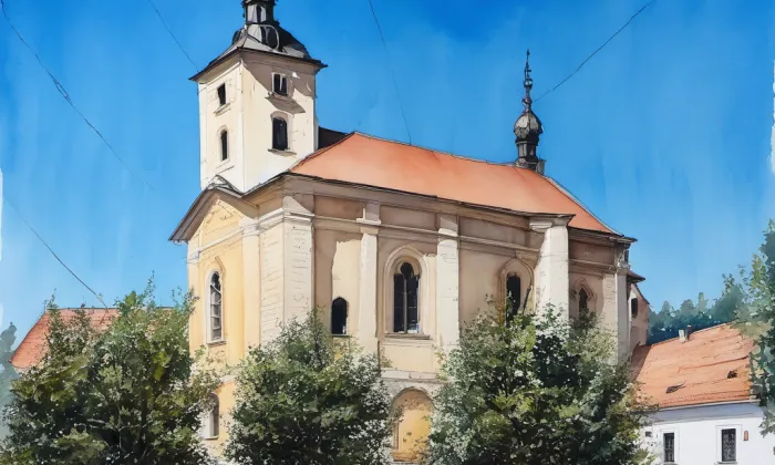 Kostel svatého Václava (Veliš) – akvarel
