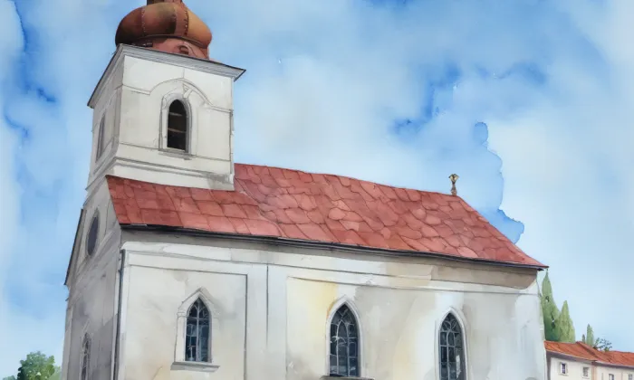Kostel svatého Vavřince (Prácheň) – akvarel