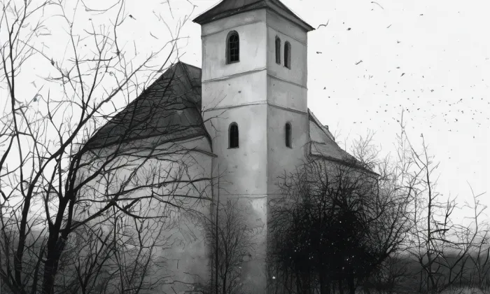 Kostel Všech svatých (Albrechtice) – noc