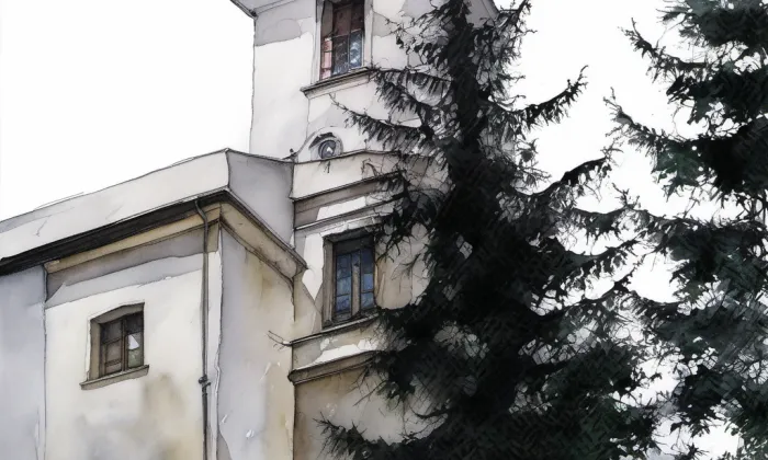 Kostel Všech svatých (Sedloňov) – akvarel