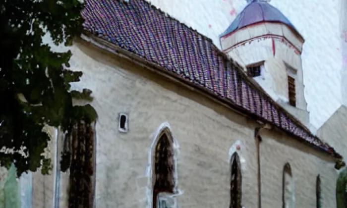 Kostel Všech svatých (Volyně) – akvarel